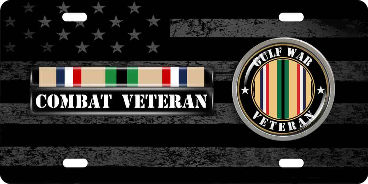 Gulf Combat Veteran - Stainless Steel Car License Plate